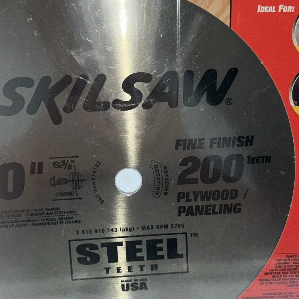 Skil 10 inch 200 Teeth Plywood/Paneling Steel Blade 5/8 Arbor New Made In USA